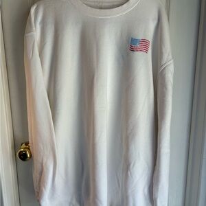 Living Fully Co. by Mallory Ervin Americana  White Sweatshirt with Flag. Size 1X